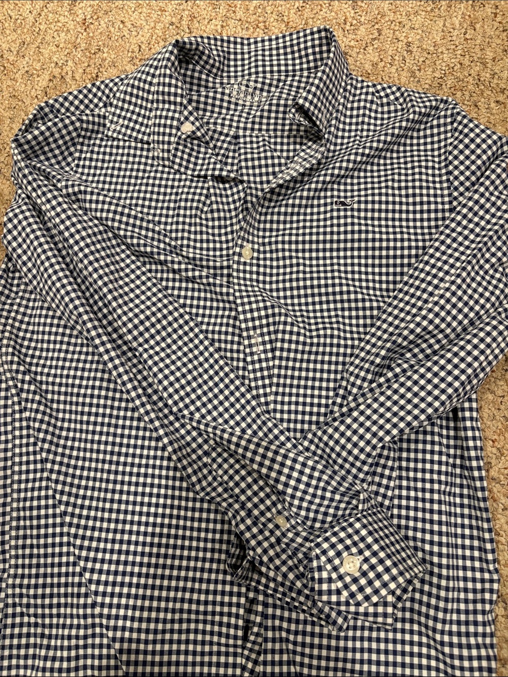 Vineyard vines Navy & White Gingham Button-Down Shirt